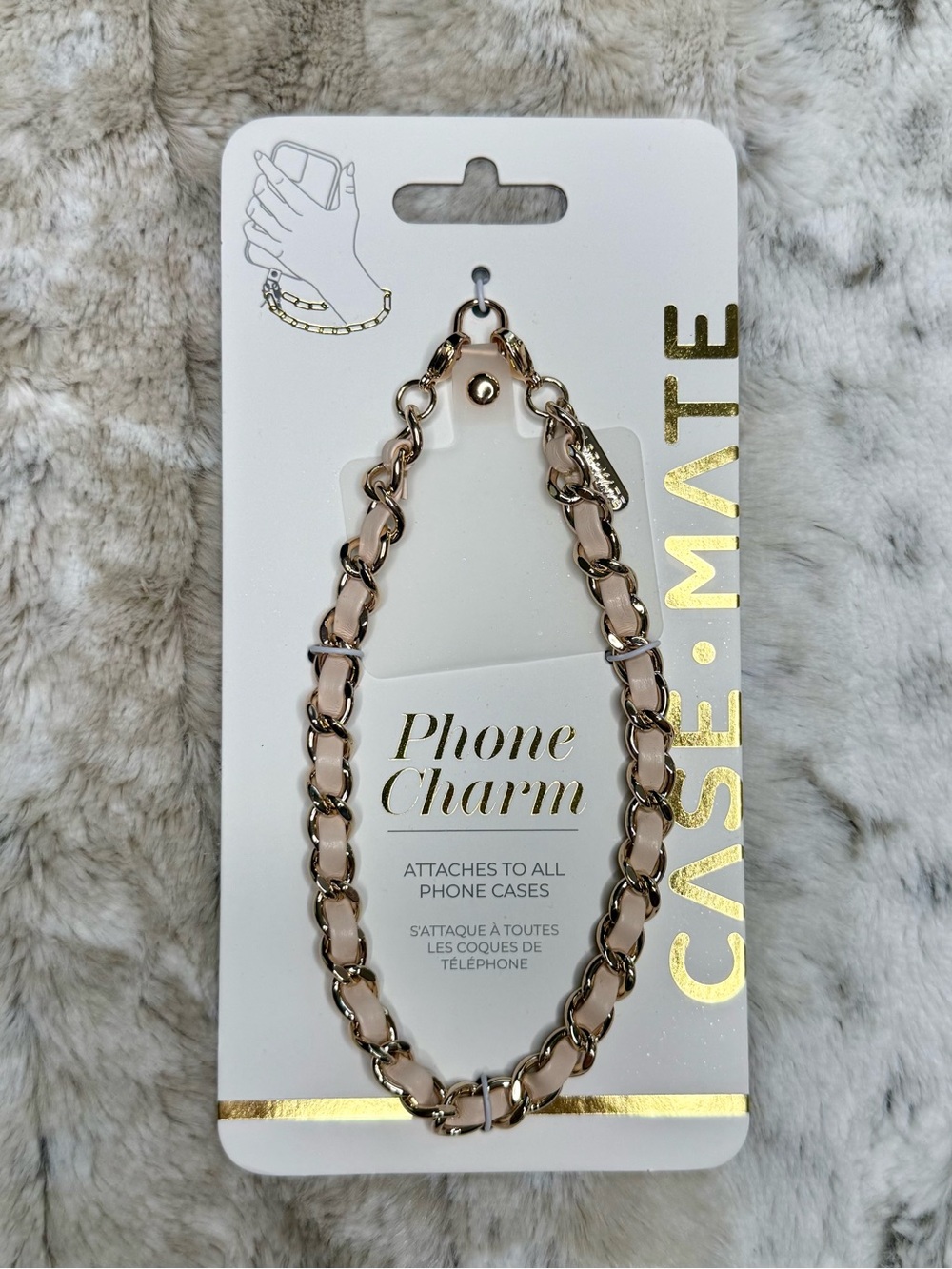 *NWT* Case-Mate Phone Charm Wristlet - Gold Chain with Taupe Leather